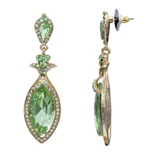 Load image into Gallery viewer, GREEN DANGLING CHANDELIER EARRINGS BRILLIANT GREEN DANGLING FASHION EARRINGS (#78)