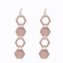 Load image into Gallery viewer, CHANDELIER DANGLING EARRINGS MODERN STYLE ROSE TONE ARCHITECTURE INSPIRED (83)