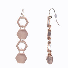 Load image into Gallery viewer, CHANDELIER DANGLING EARRINGS MODERN STYLE ROSE TONE ARCHITECTURE INSPIRED (83)