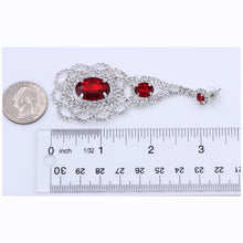 Load image into Gallery viewer, RED CHANDELIER EARRINGS DANGLING TASSEL WITH RED RHINESTONES (#87)