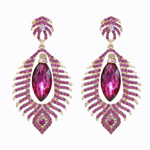 Load image into Gallery viewer, LONG RED CHANDELEIR EARRINGS BRILLIANT COLORS (#88)