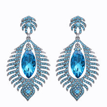 Load image into Gallery viewer, LONG BLUE CHANDELEIR EARRINGS BRILLIANT COLORS (#90)