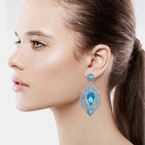 LONG BLUE CHANDELEIR EARRINGS BRILLIANT COLORS (#90)