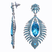 Load image into Gallery viewer, LONG BLUE CHANDELEIR EARRINGS BRILLIANT COLORS (#90)