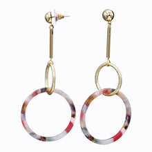 Load image into Gallery viewer, DANGLING HOOPS EARRINGS &quot;RESIN&quot; MULTI COLOR EARRINGS HOOPS (#91)