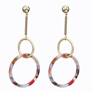 DANGLING HOOPS EARRINGS "RESIN" MULTI COLOR EARRINGS HOOPS (#91)