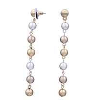 Load image into Gallery viewer, 3&#39; inch long Pearl Earrings Dangling Pearls Gold &amp; Silver Tone Color (#15)