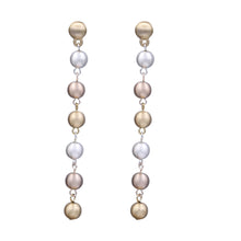 Load image into Gallery viewer, 3&#39; inch long Pearl Earrings Dangling Pearls Gold &amp; Silver Tone Color (#15)