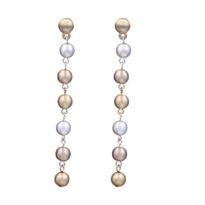 3' inch long Pearl Earrings Dangling Pearls Gold & Silver Tone Color (#15)