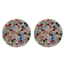 Load image into Gallery viewer, Large Round Circle Earrings Multi Color Cluster Studs (#17)