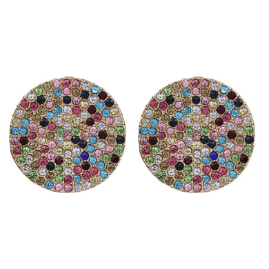 Large Round Circle Earrings Multi Color Cluster Studs (#17)