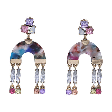 Colorful Dangling Earrings Resin & Rhinestones (#20)