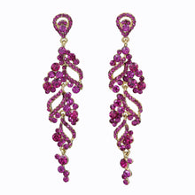 Load image into Gallery viewer, Long Dangling Fuchsia Color Earrings Chandelier Approx 3.5&#39; Inch (#22)