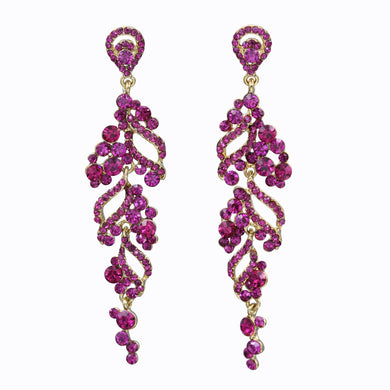 Long Dangling Fuchsia Color Earrings Chandelier Approx 3.5' Inch (#22)