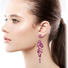 Load image into Gallery viewer, Long Dangling Fuchsia Color Earrings Chandelier Approx 3.5&#39; Inch (#22)