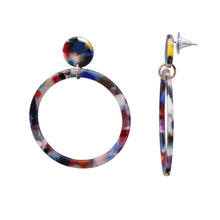 Load image into Gallery viewer, Round Multi Color Resin Fashion Dangling Hoop Earring (#23)