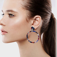 Load image into Gallery viewer, Round Multi Color Resin Fashion Dangling Hoop Earring (#23)