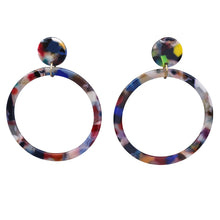 Load image into Gallery viewer, Round Multi Color Resin Fashion Dangling Hoop Earring (#23)