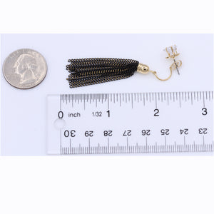 Jacket Tassel Earrings Long Black Dangling (#24)