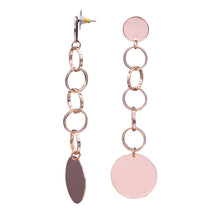 Load image into Gallery viewer, Dangling Rose Tone Circles Long Earrings Approx 4&#39; Inch (#34)