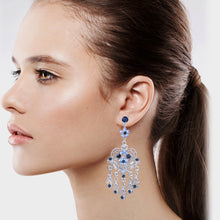 Load image into Gallery viewer, Dangling Blue Chandelier Earrings 3&#39; inch (#36)