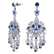 Load image into Gallery viewer, Dangling Blue Chandelier Earrings 3&#39; inch (#36)