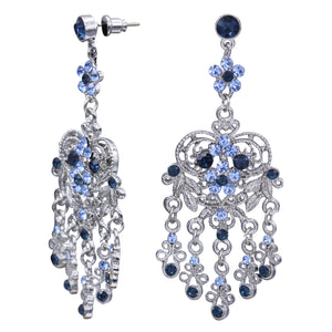 Dangling Blue Chandelier Earrings 3' inch (#36)