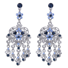 Load image into Gallery viewer, Dangling Blue Chandelier Earrings 3&#39; inch (#36)