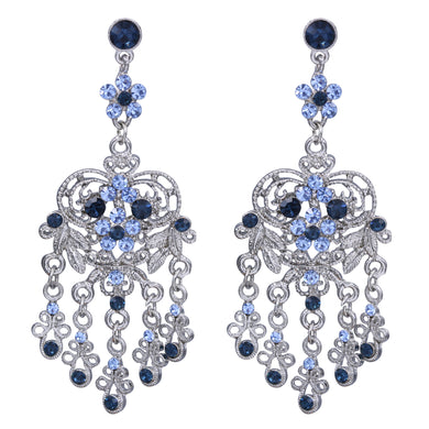 Dangling Blue Chandelier Earrings 3' inch (#36)