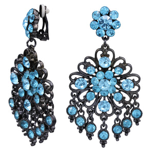 Light Blue Chandelier Earrings Statement Blue Dangling  (#37)