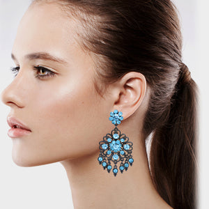 Light Blue Chandelier Earrings Statement Blue Dangling  (#37)