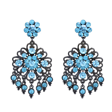 Light Blue Chandelier Earrings Statement Blue Dangling  (#37)