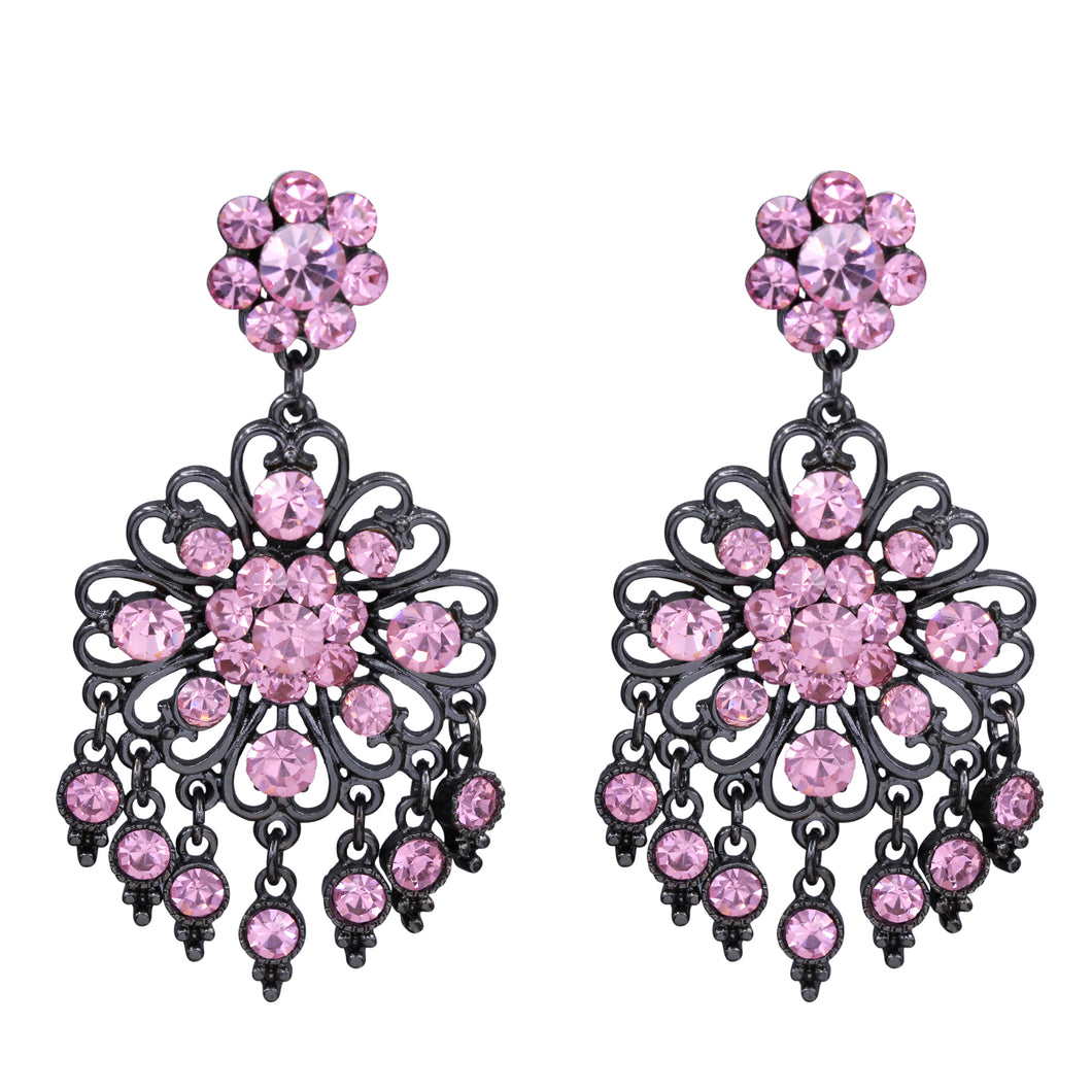 Pink Chandelier Earrings Statement Pink Dangling  (#38)