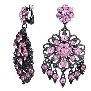 Pink Chandelier Earrings Statement Pink Dangling  (#38)