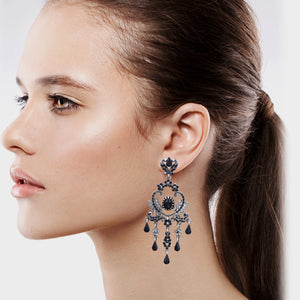 Black Chandelier Earrings Black Dangling Earring  (#40)