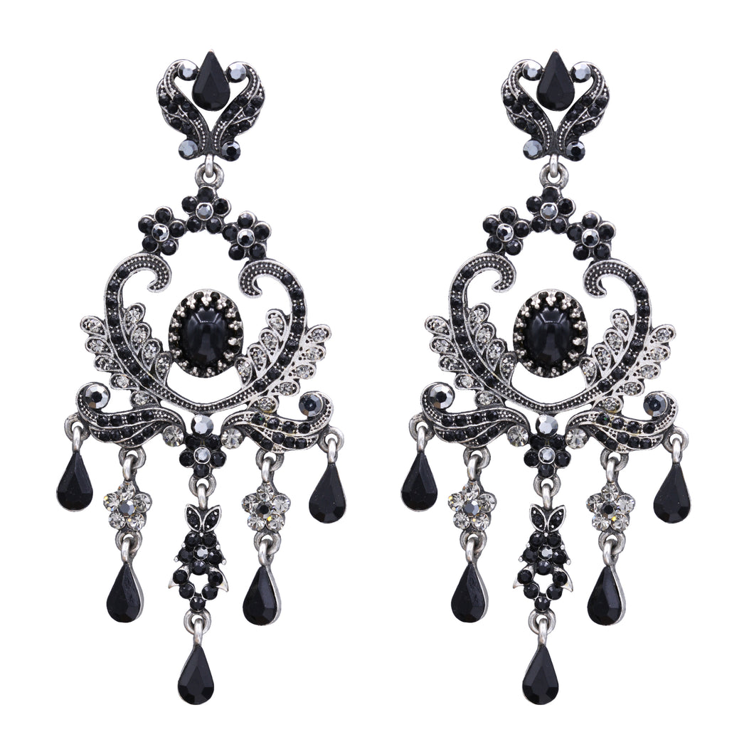 Black Chandelier Earrings Black Dangling Earring  (#40)