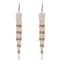 Load image into Gallery viewer, Gold Tone Dangling Earrings Long Tassel Style 4&#39; Inch Long (#45)