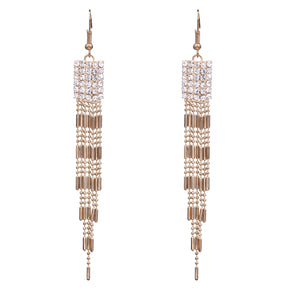 Gold Tone Dangling Earrings Long Tassel Style 4' Inch Long (#45)