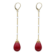 Load image into Gallery viewer, Red Drop Dangling Earrings Long Chain Approx 3&#39; Inch Long (#46)