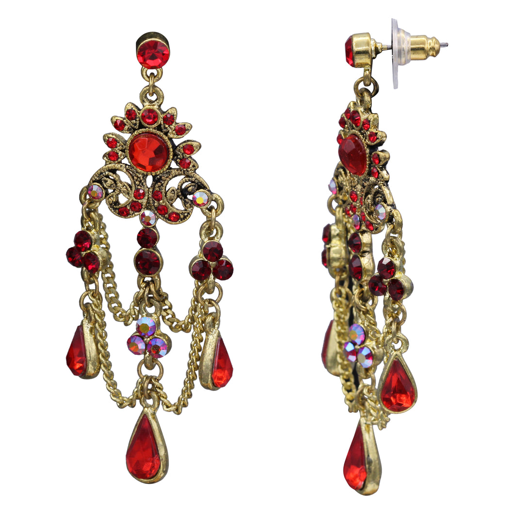 Red Chandelier Earrings Red Dangling Earring  (#47)