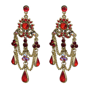 Red Chandelier Earrings Red Dangling Earring  (#47)