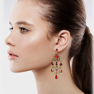 Red Chandelier Earrings Red Dangling Earring  (#47)