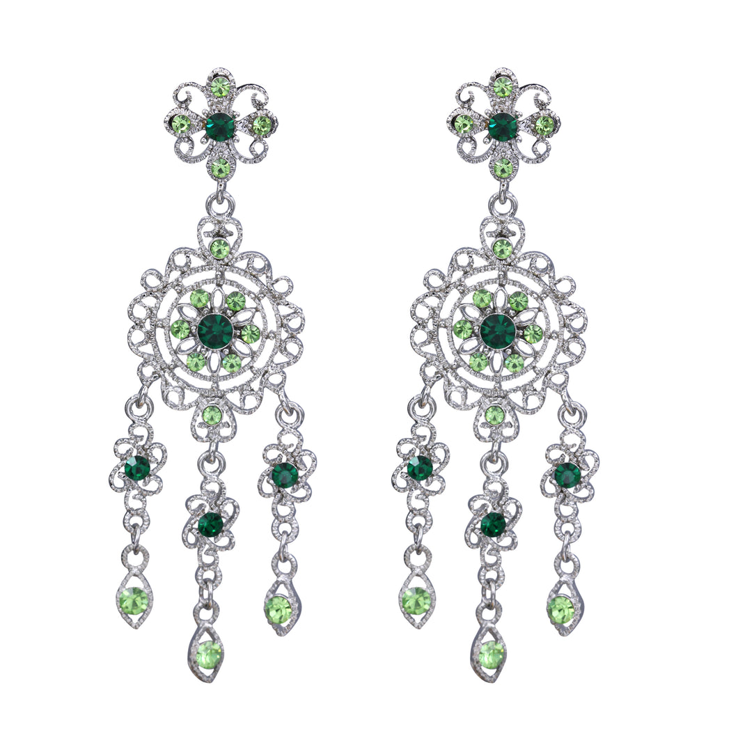 Green Chandelier Earrings Green Dangling Earring  (#49)