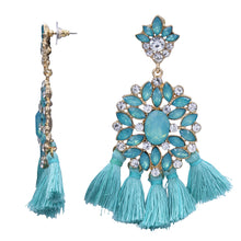 Load image into Gallery viewer, Light Blue Chandelier Earrings Statement Blue Dangling Approx 3&#39; Inch (#56)