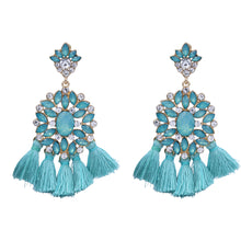 Load image into Gallery viewer, Light Blue Chandelier Earrings Statement Blue Dangling Approx 3&#39; Inch (#56)