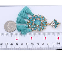 Load image into Gallery viewer, Light Blue Chandelier Earrings Statement Blue Dangling Approx 3&#39; Inch (#56)