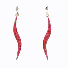 Load image into Gallery viewer, Red Dangling Swirl Earrings Approx 2.5 inch (#5)