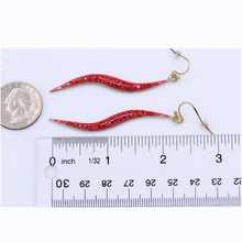 Load image into Gallery viewer, Red Dangling Swirl Earrings Approx 2.5 inch (#5)