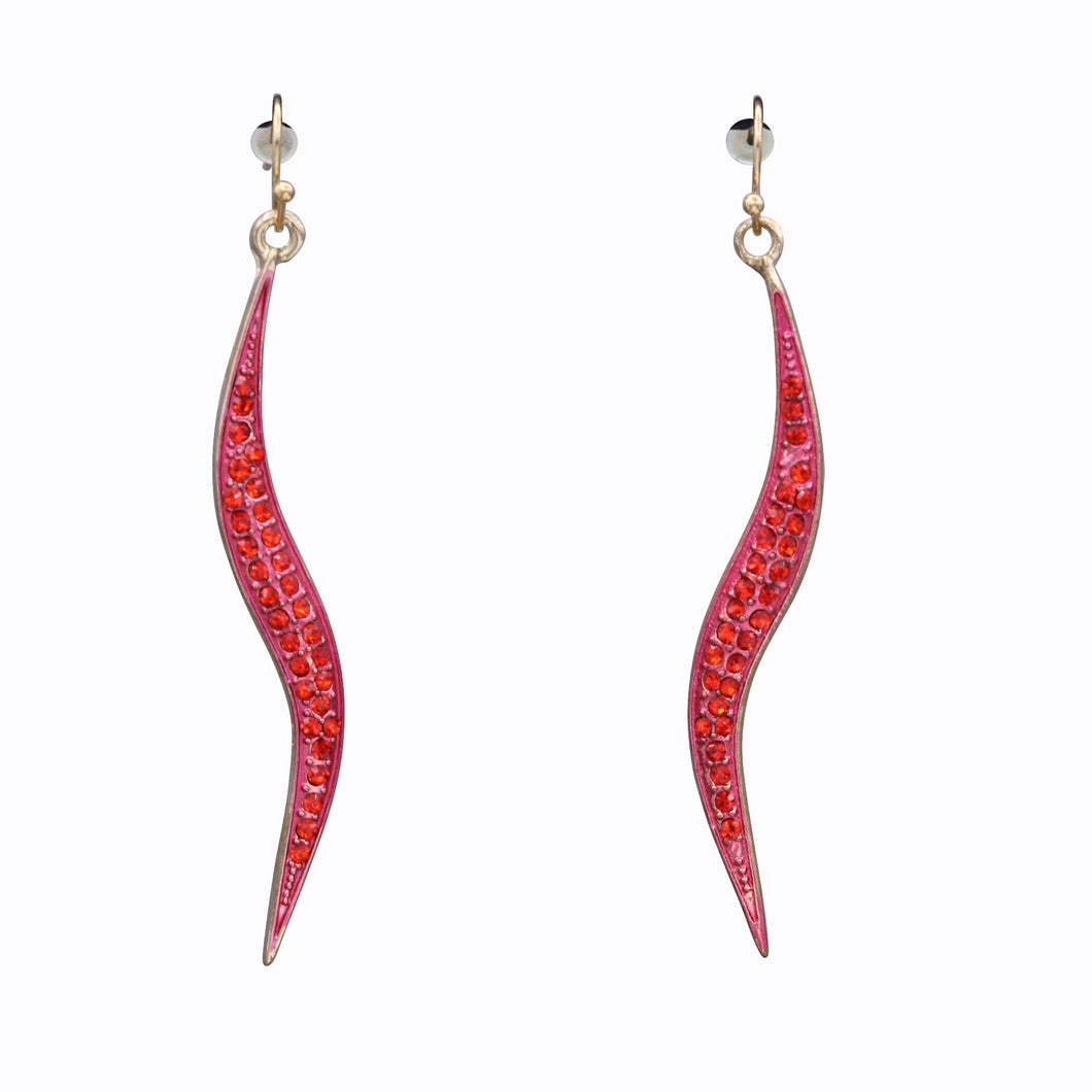 Red Dangling Swirl Earrings Approx 2.5 inch (#5)