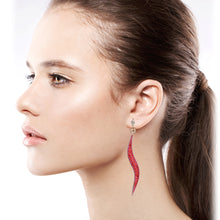 Load image into Gallery viewer, Red Dangling Swirl Earrings Approx 2.5 inch (#5)